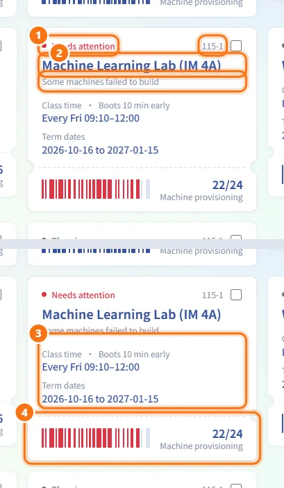 Read a class ticket (numbers match the steps above)