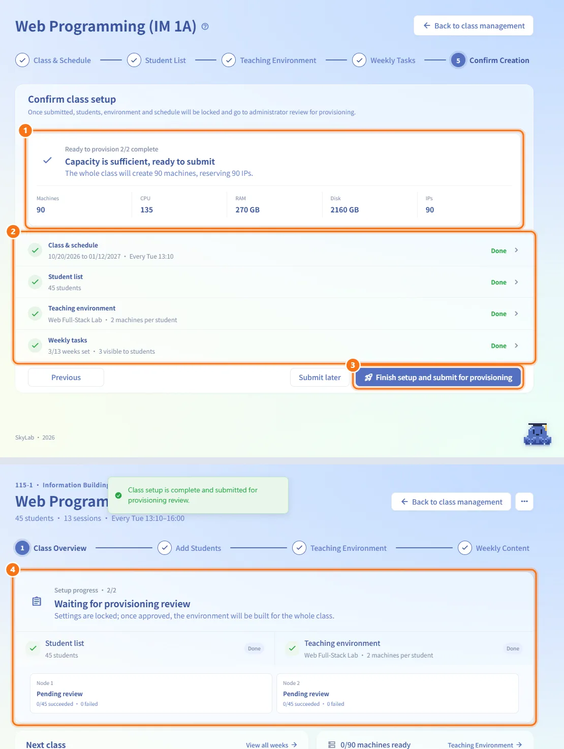 Step 5: Confirm and submit (numbers match the steps above)