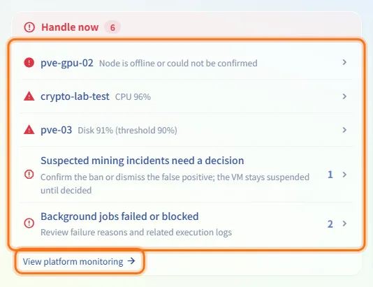 Work through "Handle now"