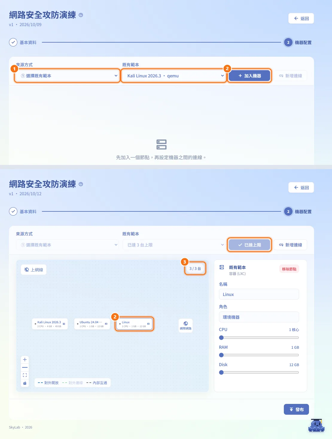 加入機器(圖中編號對應上方步驟)